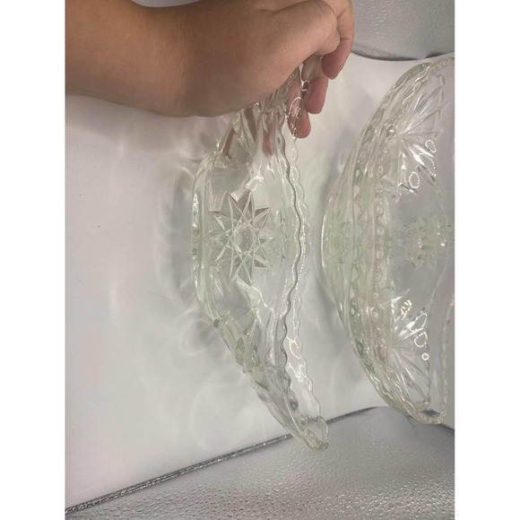 Vintage Anchor Hocking Star of David Banana Split Gondola Boat Dish Bowl Set - Picture 2 of 6